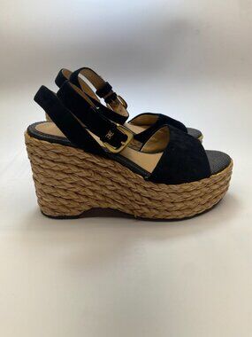 Sam Edelman Womens April Platlform Wedge Espadrille Black Sandal Sz 9